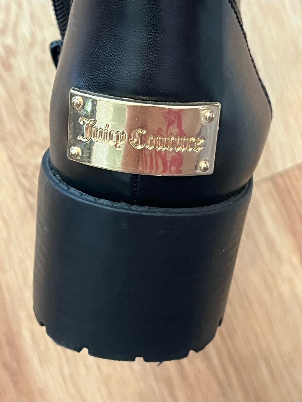 Juicy Couture Black Lace-Up Combat Boots with Strap - Picture 4 of 6